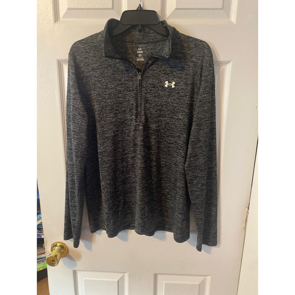 Under Armour Mens Tech 2.0 1/2 Zip Pullover Space Dye Heather Grey Black Large